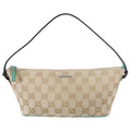 Gucci Monogram Canvas Turquoise Small Boat Pochette Bag