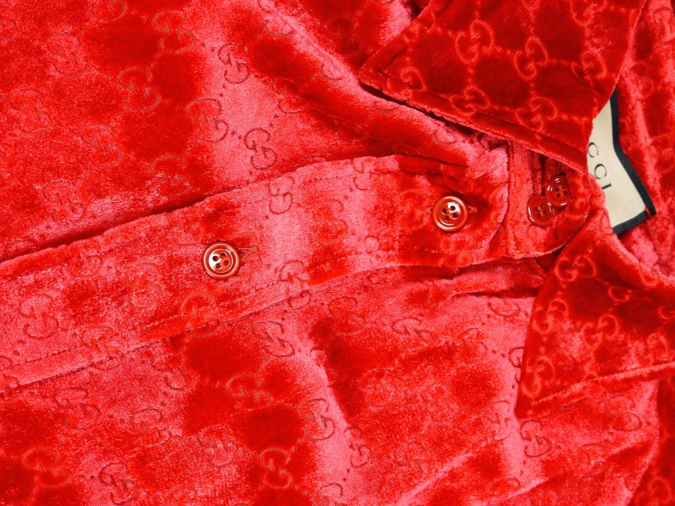 Gucci red velvet Monogram Devore Oversized Shirt - L