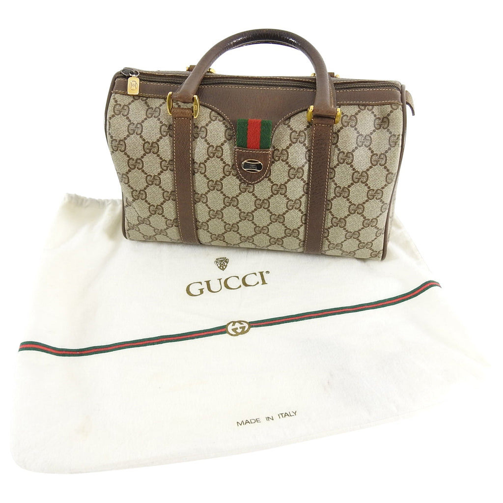 Gucci Vintage 1980’s Brown Monogram Canvas Boston Bag
