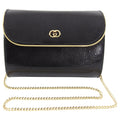 Gucci Vintage 1980’s Black Lizard Chain Strap Evening Bag