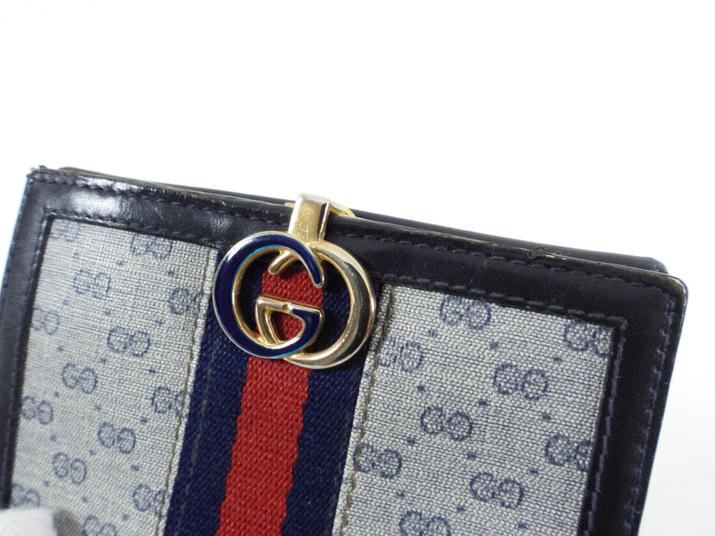 Gucci Vintage 1980’s Blue Monogram French Compact Wallet