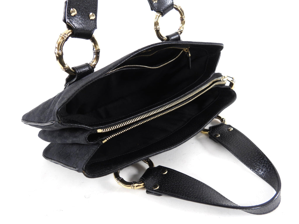 Gucci 2000’s Black Monogram Web Trim Handbag