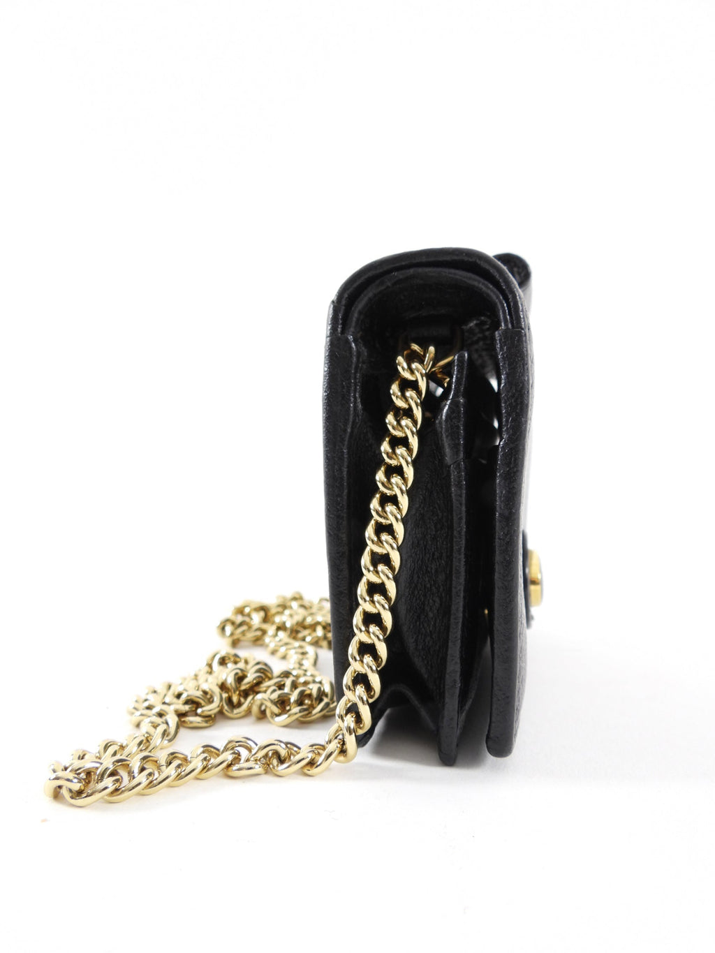Gucci Black Leather Mini Compact Wallet on Chain