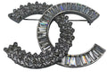 Chanel 2019 Large Silver Crystal Embellished CC Brooch