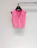 Chanel 23ss early spring love pink knitted vest size 36FR