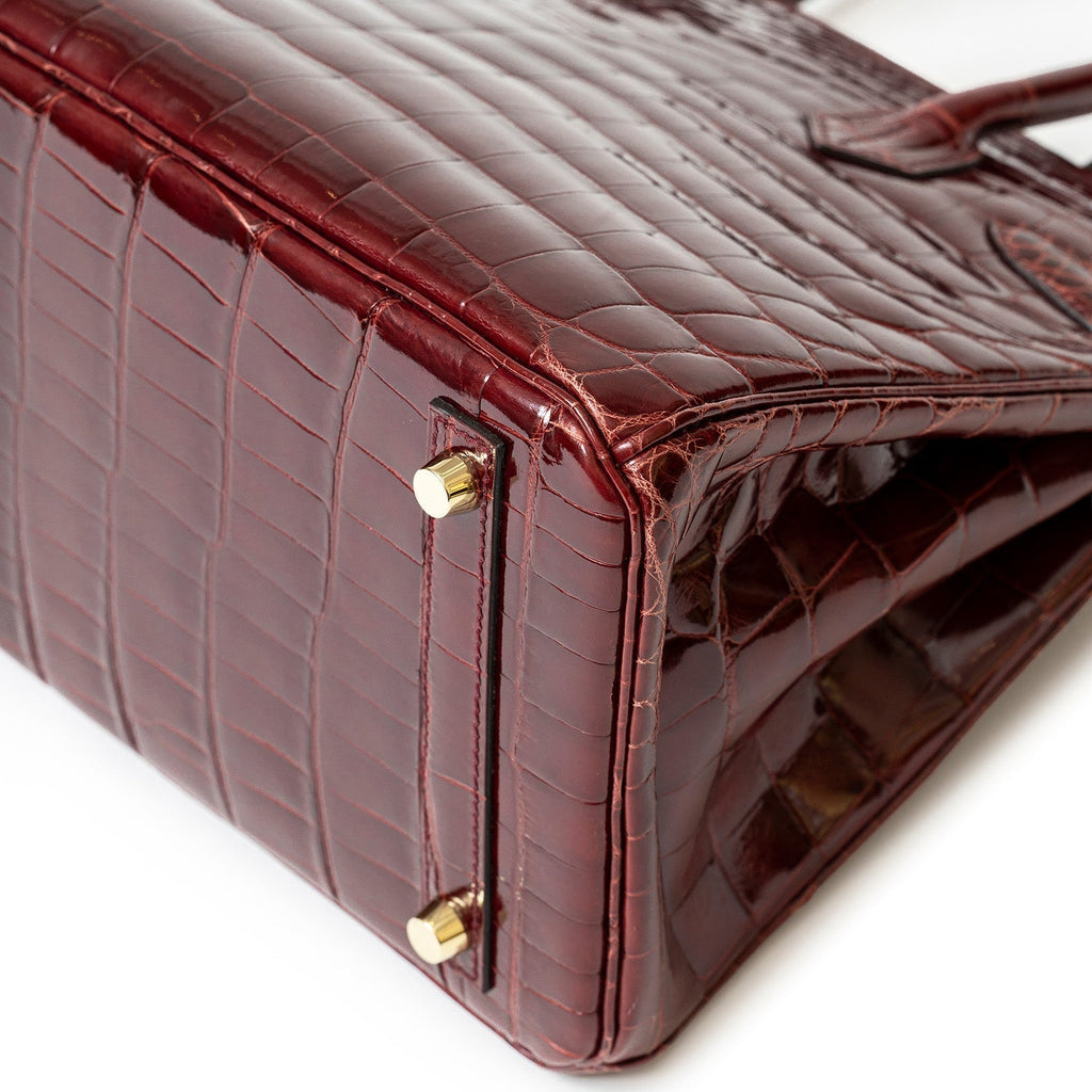 Hermès Birkin 30 Bourgogne Shiny Niloticus Crocodile Gold Hardware