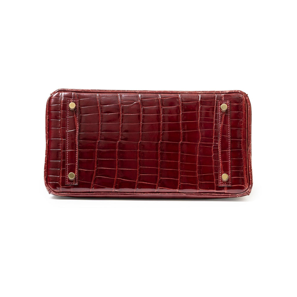 Hermès Birkin 30 Bourgogne Shiny Niloticus Crocodile Gold Hardware