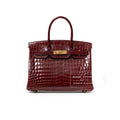 Hermès Birkin 30 Bourgogne Shiny Niloticus Crocodile Gold Hardware