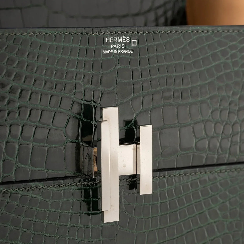 Hermès Cinhetic 18 Vert Fonce Shiny Alligator Palladium Hardware