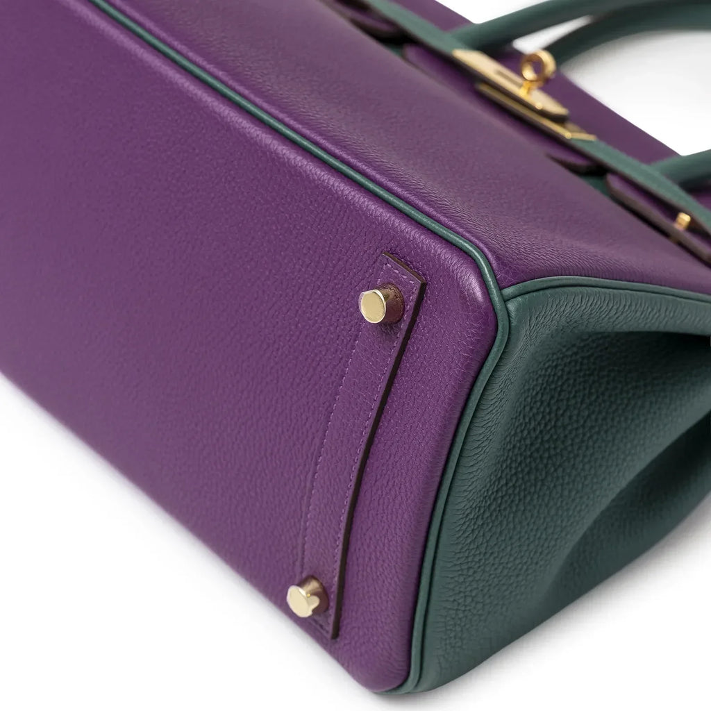 Hermès Special Order HSS Horseshoe Birkin 30 Anemone/Malachite Togo Gold Hardware