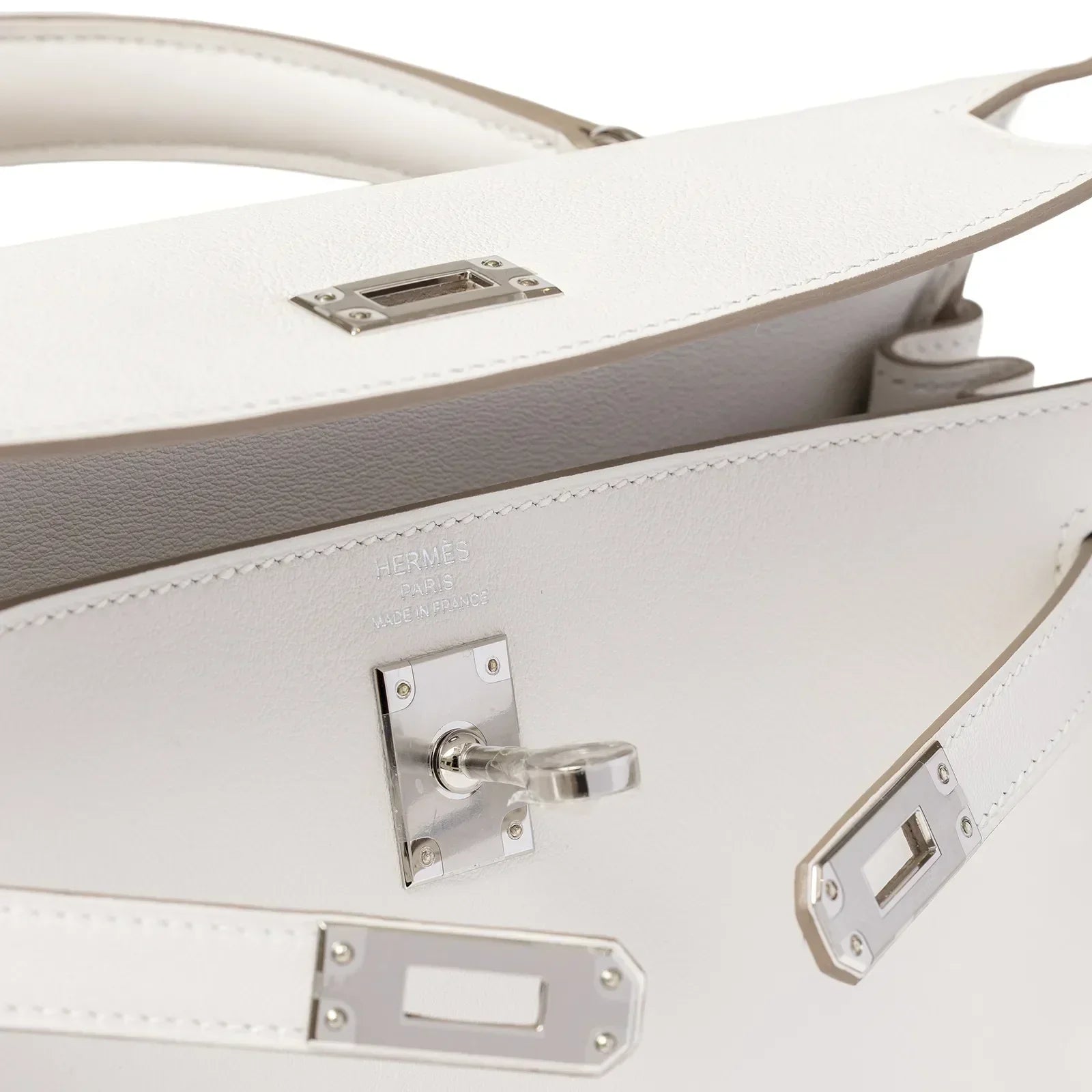 Hermès Kelly 25 Retourne Gris Pale Swift Palladium Hardware