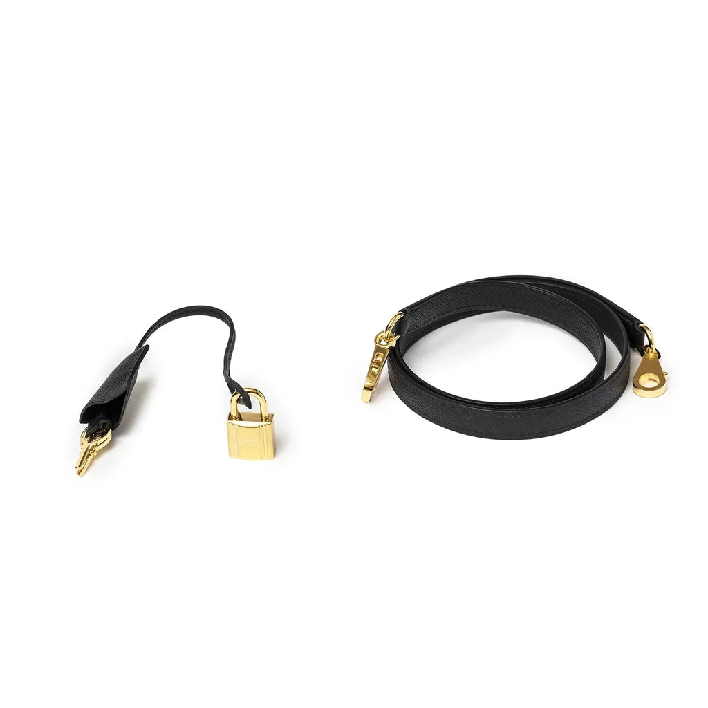Hermès Kelly 28 Sellier Black Epsom Gold Hardware