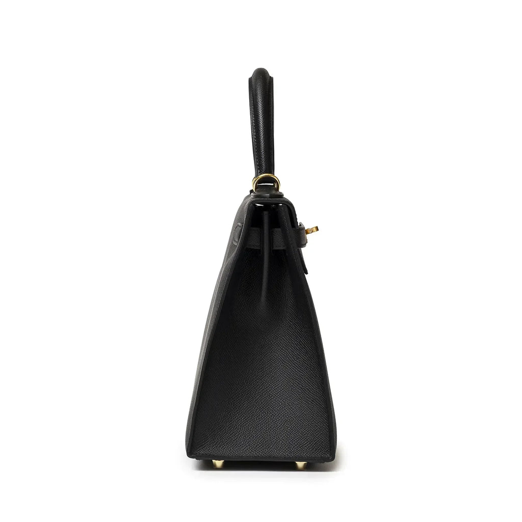 Hermès Kelly 28 Sellier Black Epsom Gold Hardware