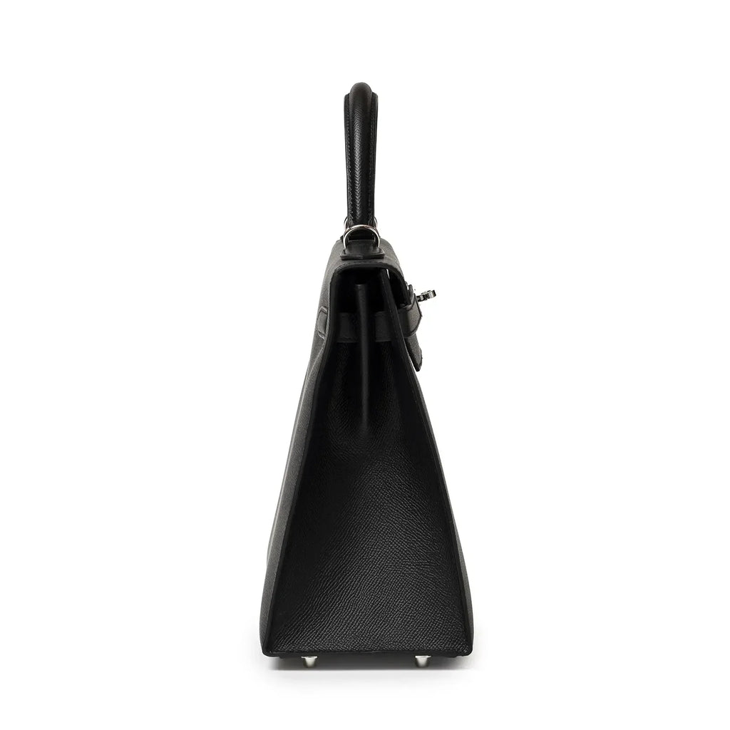 Hermès Kelly 32 Sellier Black Epsom Palladium Hardware
