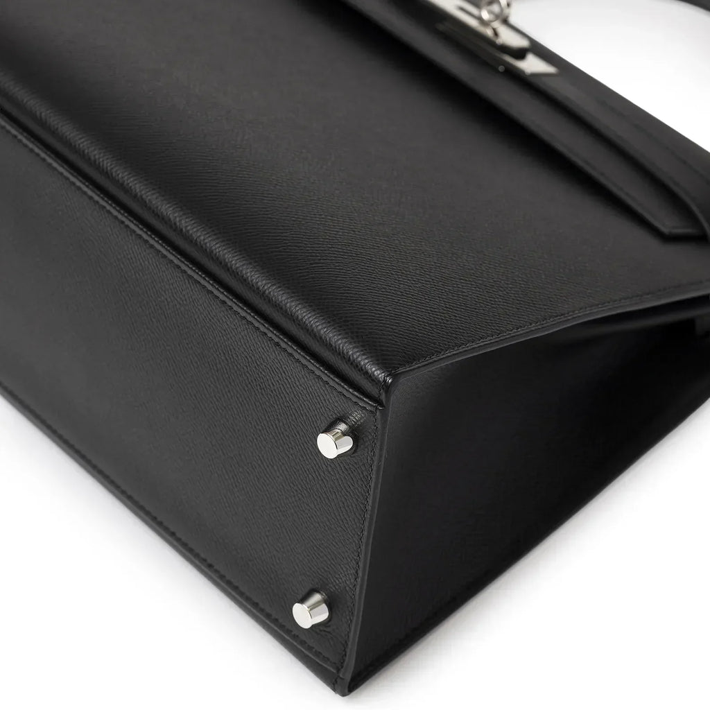 Hermès Kelly 32 Sellier Black Epsom Palladium Hardware