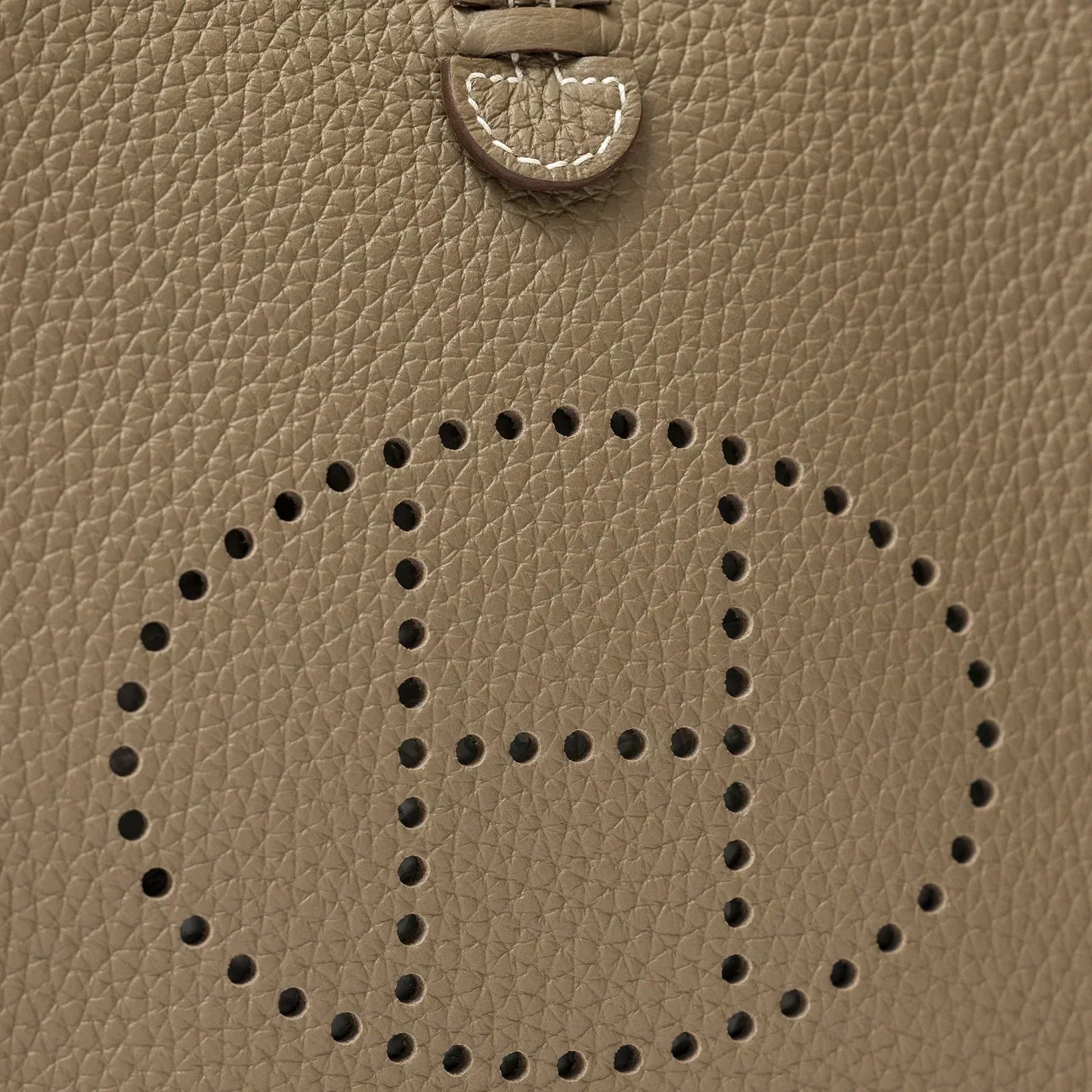 Hermès Mini Evelyne Etoupe/Blue Indigo Clemence Gold Hardware