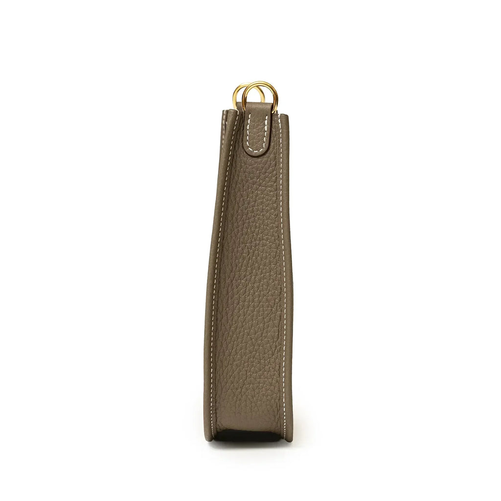 Hermès Mini Evelyne Etoupe/Blue Indigo Clemence Gold Hardware