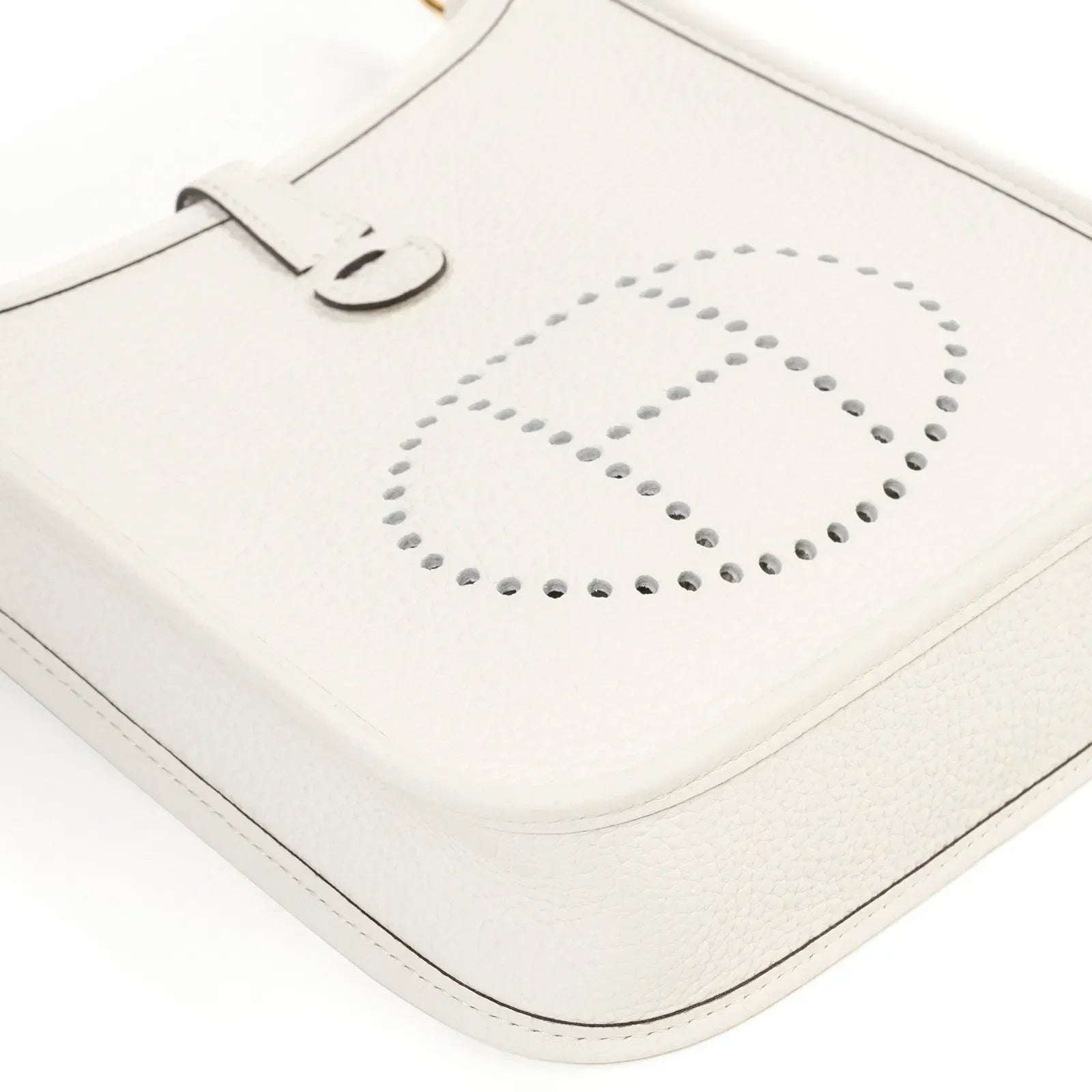 Hermès Mini Evelyne New White Clemence Gold Hardware