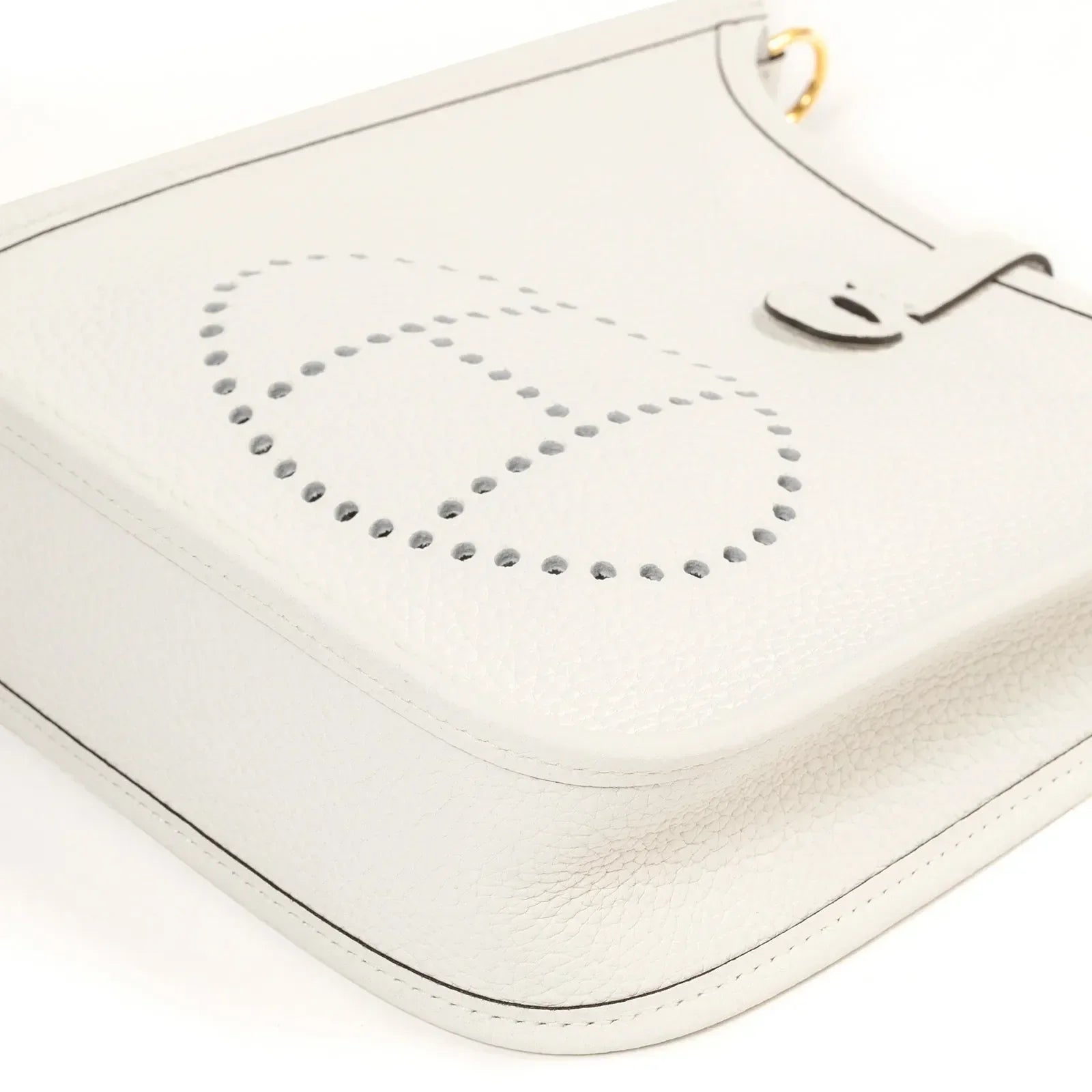 Hermès Mini Evelyne New White Clemence Gold Hardware
