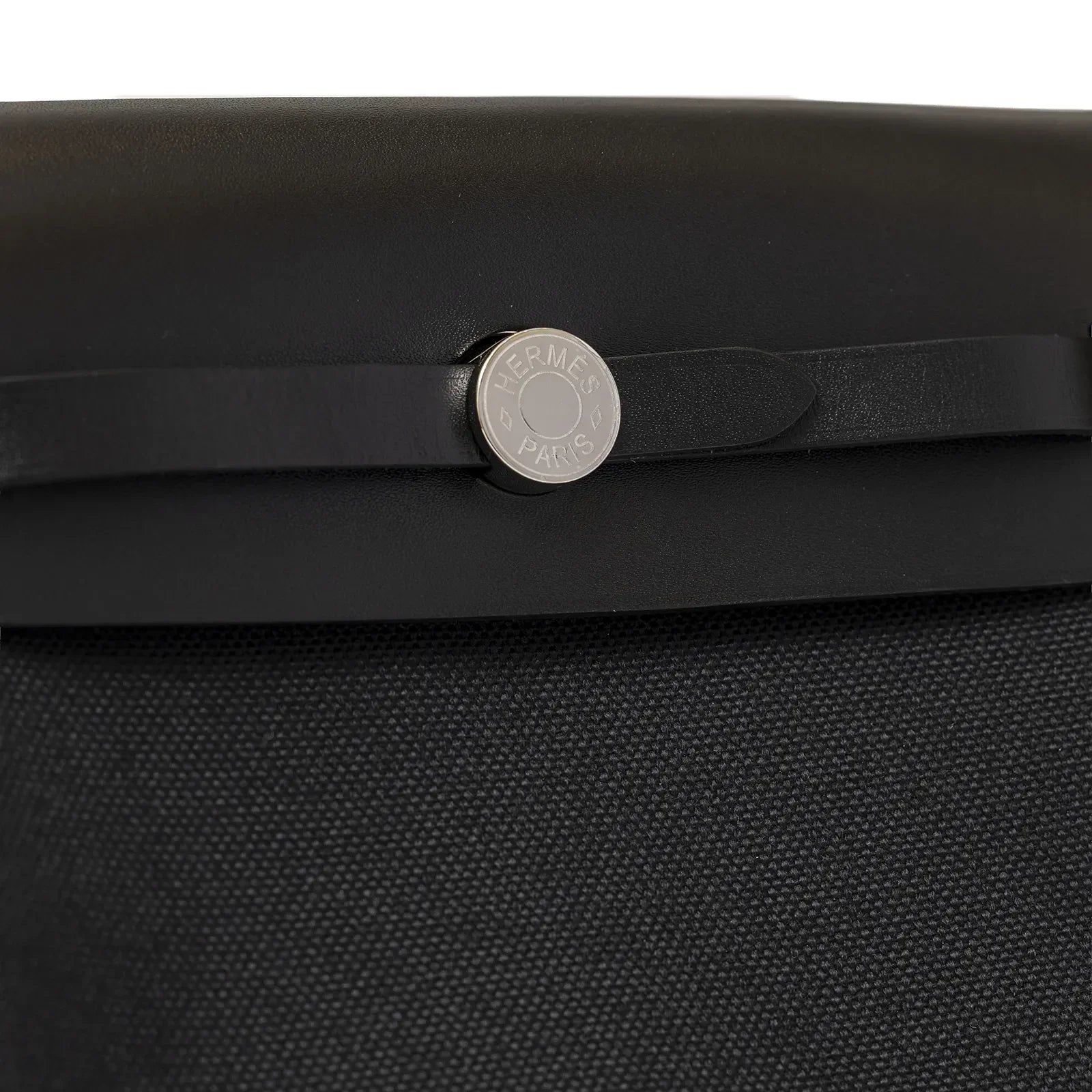 Hermès Mini Herbag Zip 20 Black Toile and Vache Hunter Palladium Hardware