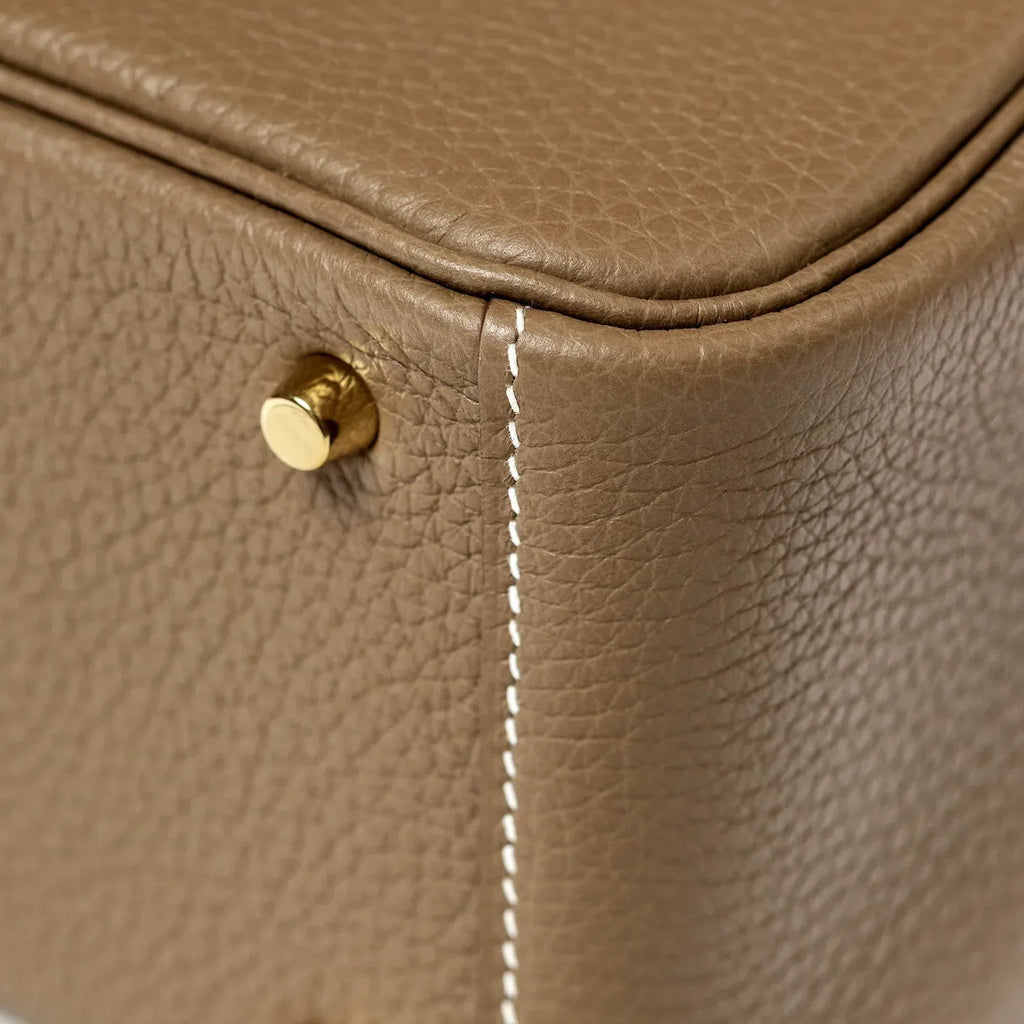Hermès Mini Lindy II Etoupe Clemence Gold Hardware