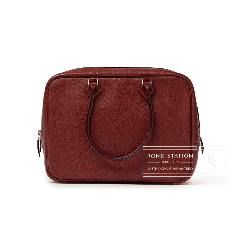 Hermès Plume 32 Rouge H Chevre Palladium Hardware