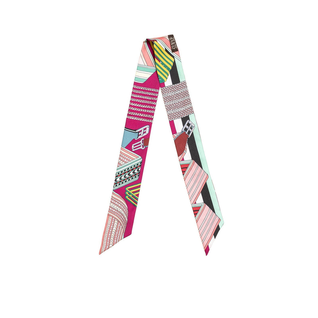 Hermès Twilly Sangles En Zigzag Fuchsia/Vert/Jaune