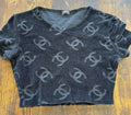 Chanel Vintage 1996 Cropped Velvet T-shirt