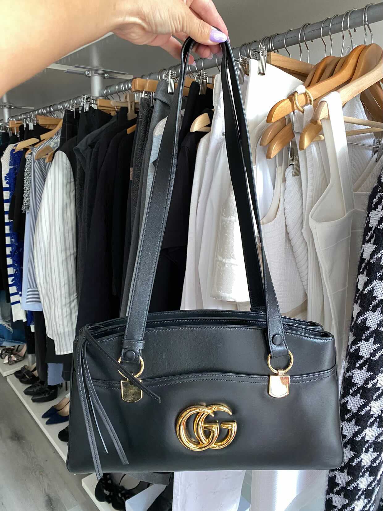 Gucci Black Arli Handle Large GG Shoulder Bag