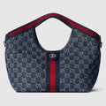 Gucci GG Denim Giglio Small Tote Bag – Blue