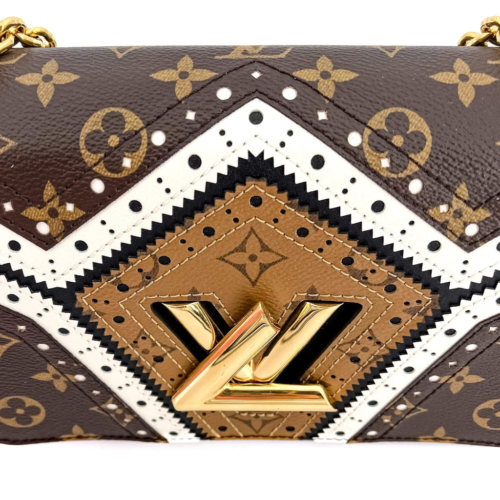 Louis Vuitton Veau Satin Monogram Twist MM Shoulder Bag - Brown
