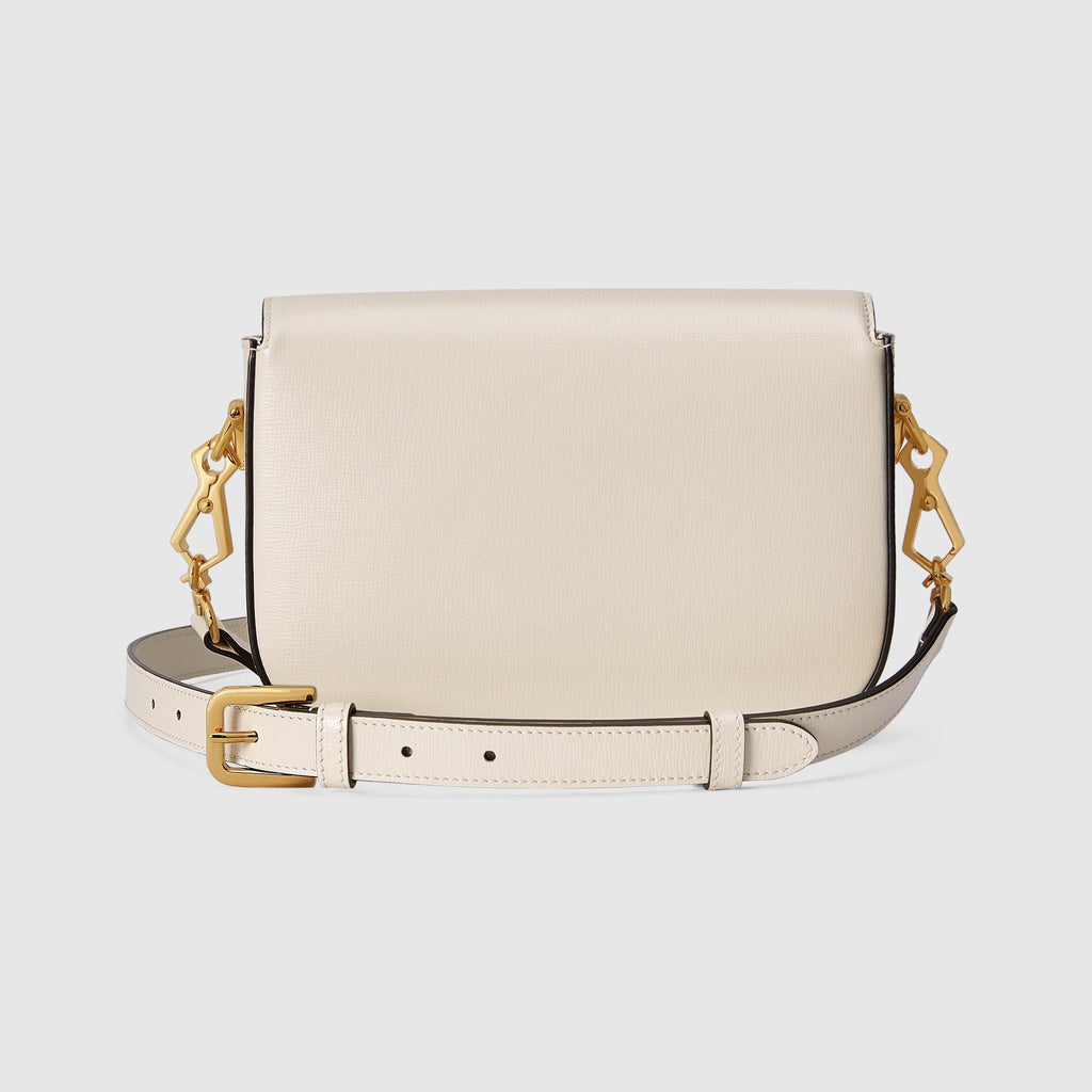 Gucci Horsebit 1955 Small Leather Shoulder Bag – White