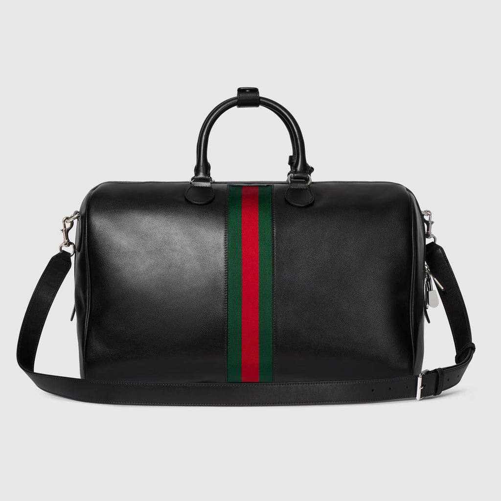 Gucci Web Trademark Medium Duffle Travel Bag – Black