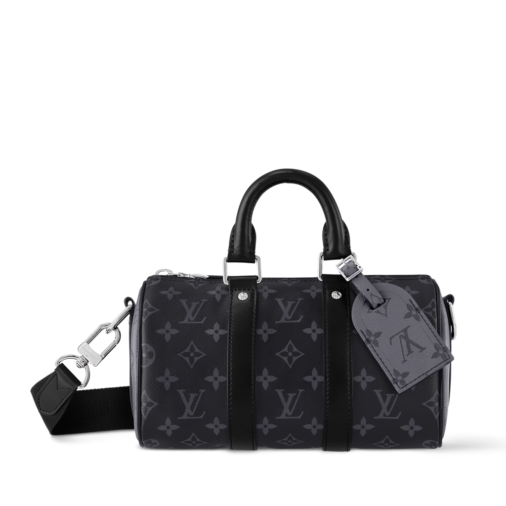 Louis Vuitton Monogram Eclipse Keepall Bandoulière 25 Duffle Bag  – Grey