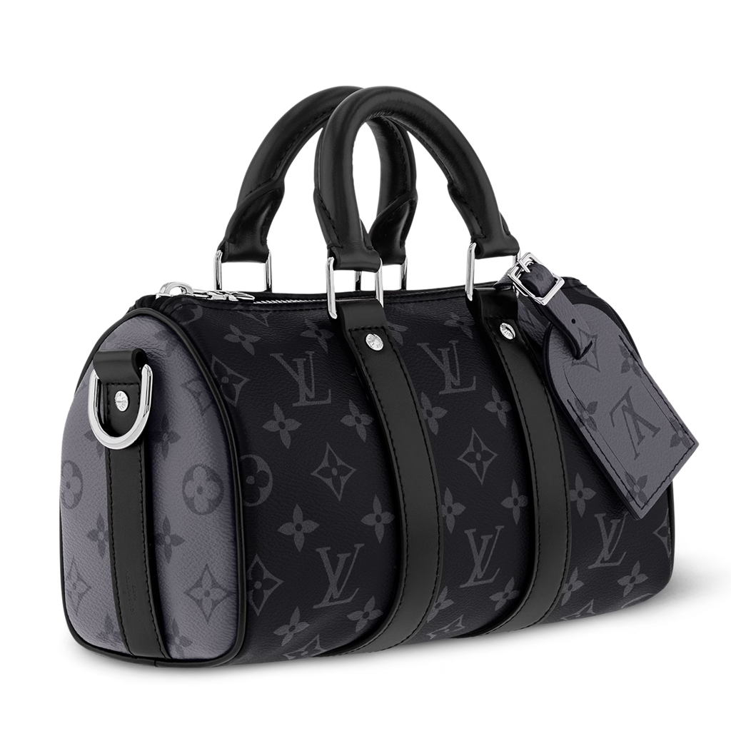 Louis Vuitton Monogram Eclipse Keepall Bandoulière 25 Duffle Bag  – Grey