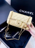 Chanel yellow leather flap bag
