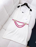 Chanel 23N coco neige white cashmere dress With pink details