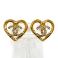 Chanel Coco Mark Strass Heart Earrings