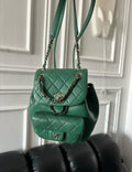 Chanel 22 Small Duma Backpack Green Lambskin Light Gold Hardware