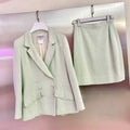 Chanel Green and White Tweed Suit
