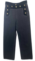 Chanel 20C Washed black velvet-trimmed cotton denim sailor boyfriend jeans FR 36
