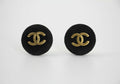 Chanel Vintage 1986-92 Black Velvet Round Clip-on Earrings