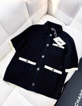 Chanel 24P black white edge knitted igan