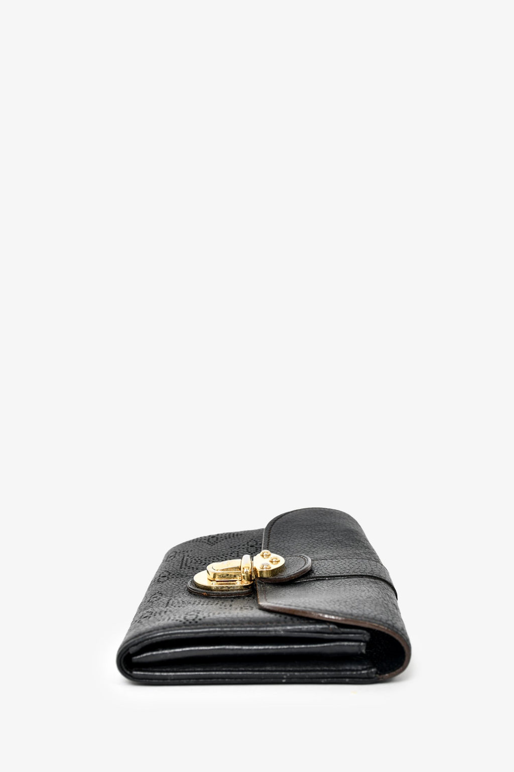 Louis Vuitton Black Mahina Leather 'Amelia' Long Wallet