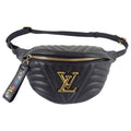 Louis Vuitton Black Leather Quilted LV Logo New Wave Bum Bag