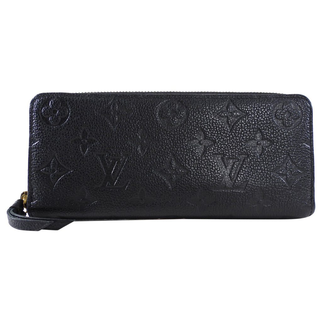Louis Vuitton Black Monogram Empreinte Leather Clemence Zip Wallet