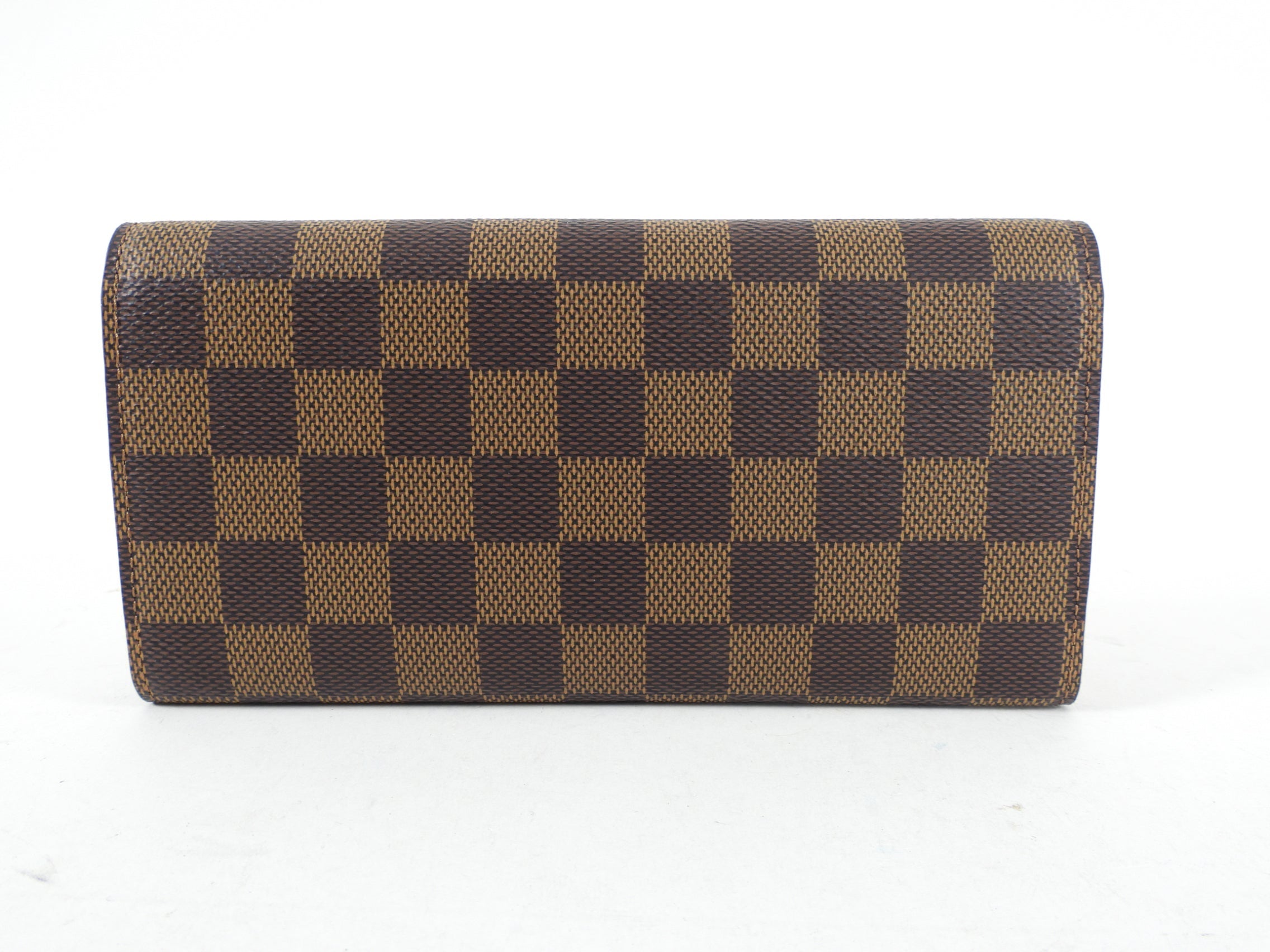 Louis Vuitton Damier Ebene Emilie Red Snap Wallet