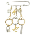Louis Vuitton Silver and Gold Safety Pin Logo Charm Brooch