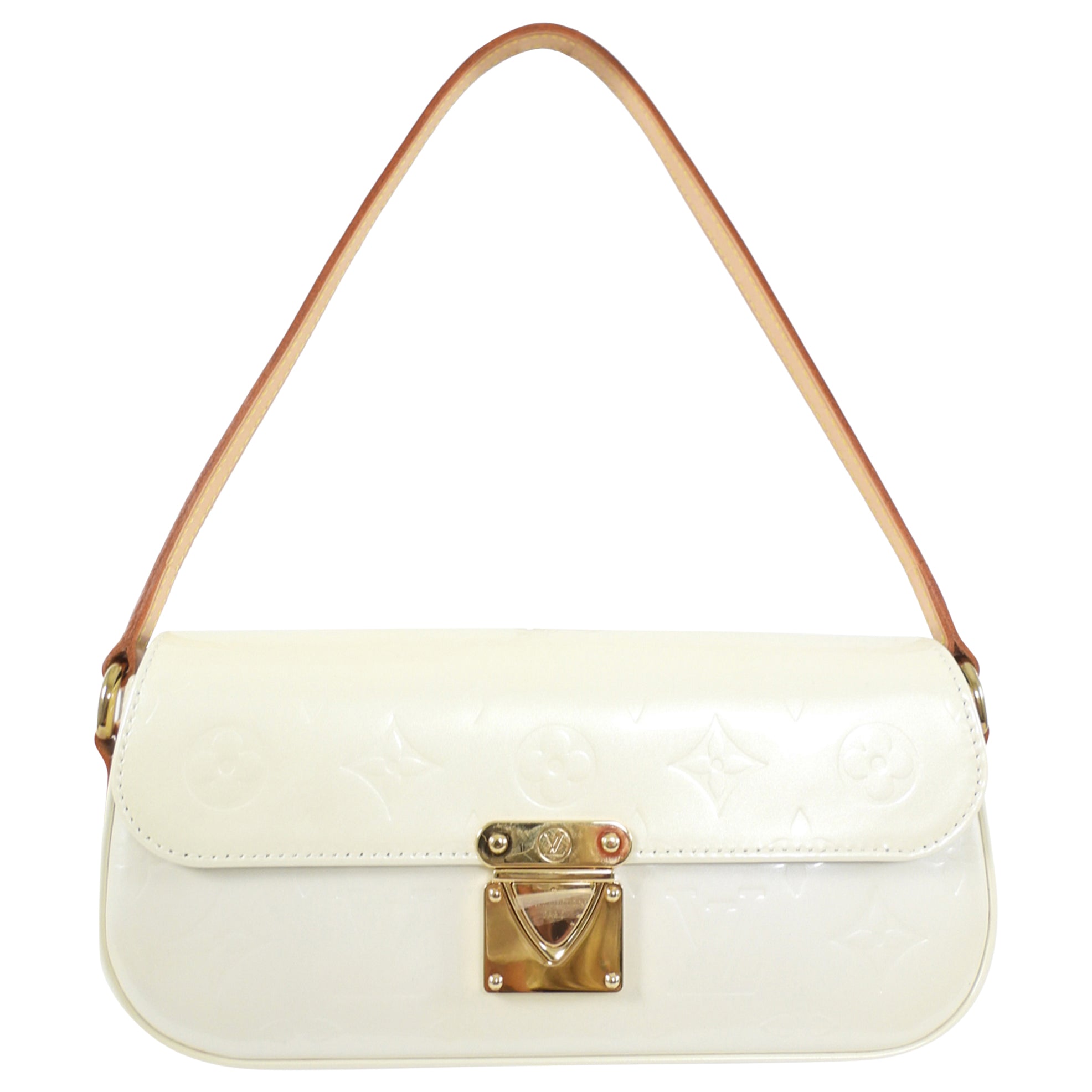 Louis Vuitton Ivory Perle Vernis Malibu Street Baguette Shoulder Bag