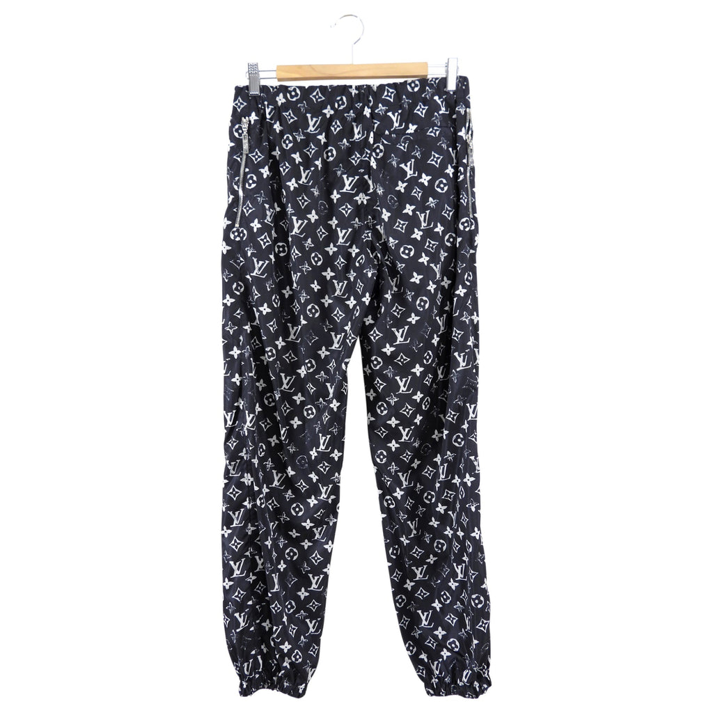 Louis Vuitton Monogram Black and White Nylon Windbreaker Pants - 38